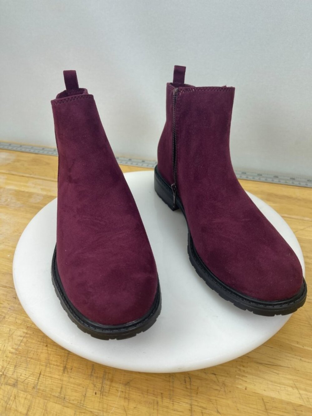 Sonoma Lottee Wine Ankle Boots Women 6.5M Memory Foam Zip